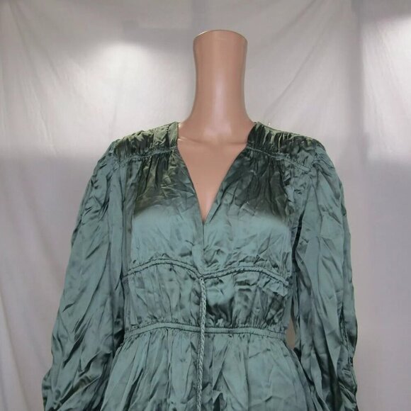 NEW MAJE Womens Satin Look Maxi Dress Size M/IT 38 Emerald Green - Picture 14 of 16